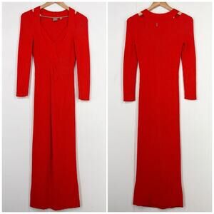 Boss by Hugo Boss Ribbed Bodycon Dress V Neck Thick Knit Famelina Size XS Orange